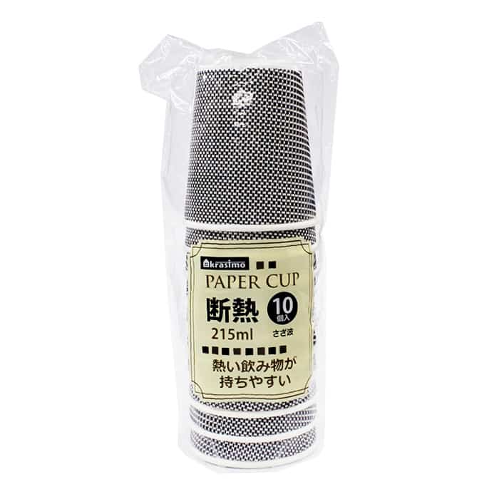 ジャパンプレミアム 断熱紙コップ さざ波 215ml 10個入 96930726 1袋（ご注文単位10袋）【直送品】