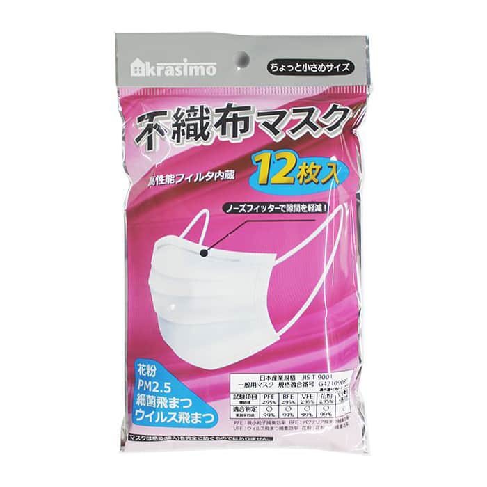 ジャパンプレミアム ちょっと小さめ不織布マスク 12枚/袋 89640929（ご注文単位10袋）【直送品】