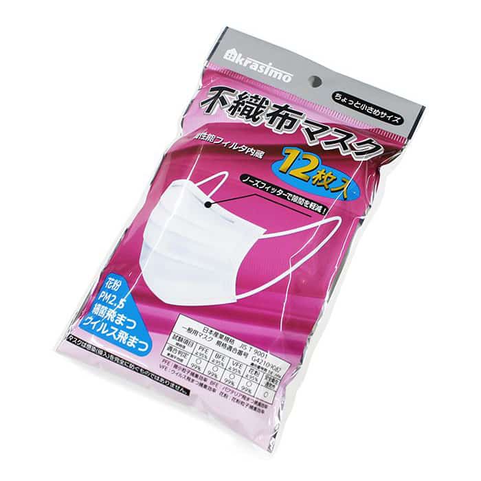 ジャパンプレミアム ちょっと小さめ不織布マスク 12枚/袋 89640929(ご注文単位10袋)【直送品】