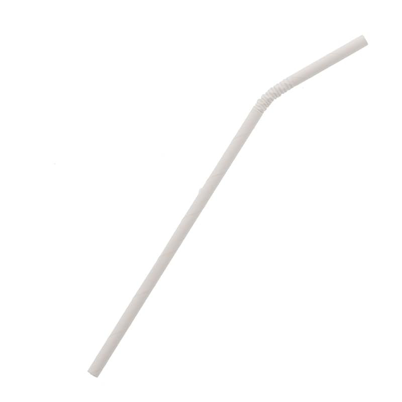 長井紙業 フレックスペーパーストロー 裸 白 200本/束