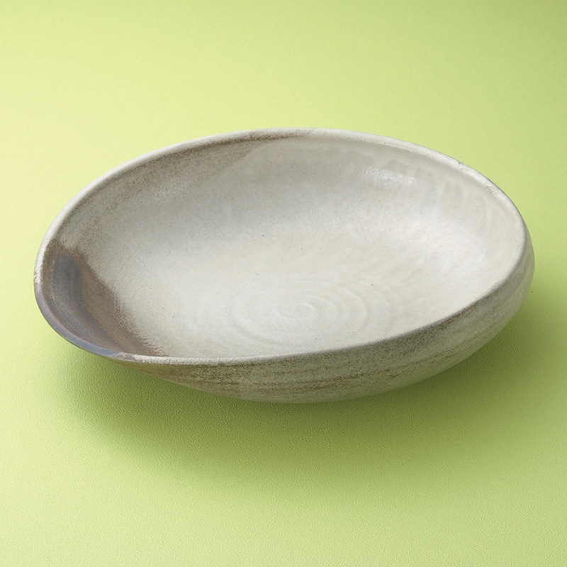 山万 01105-660 灰釉粉引13.0変型鉢(信楽焼 1個（ご注文単位1個）【直送品】