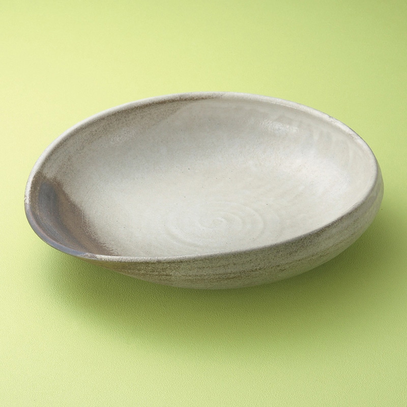 山万 01106-660 灰釉粉引11変型大鉢 信楽焼 1個（ご注文単位1個）【直送品】