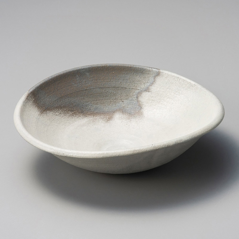 山万 01204-660 灰釉粉引たわみ8.3大鉢  1個（ご注文単位1個）【直送品】