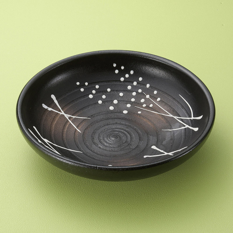 山万 01414-640 黒吹き麦8号めん鉢(萬古焼) 1個(ご注文単位1個)【直送品】