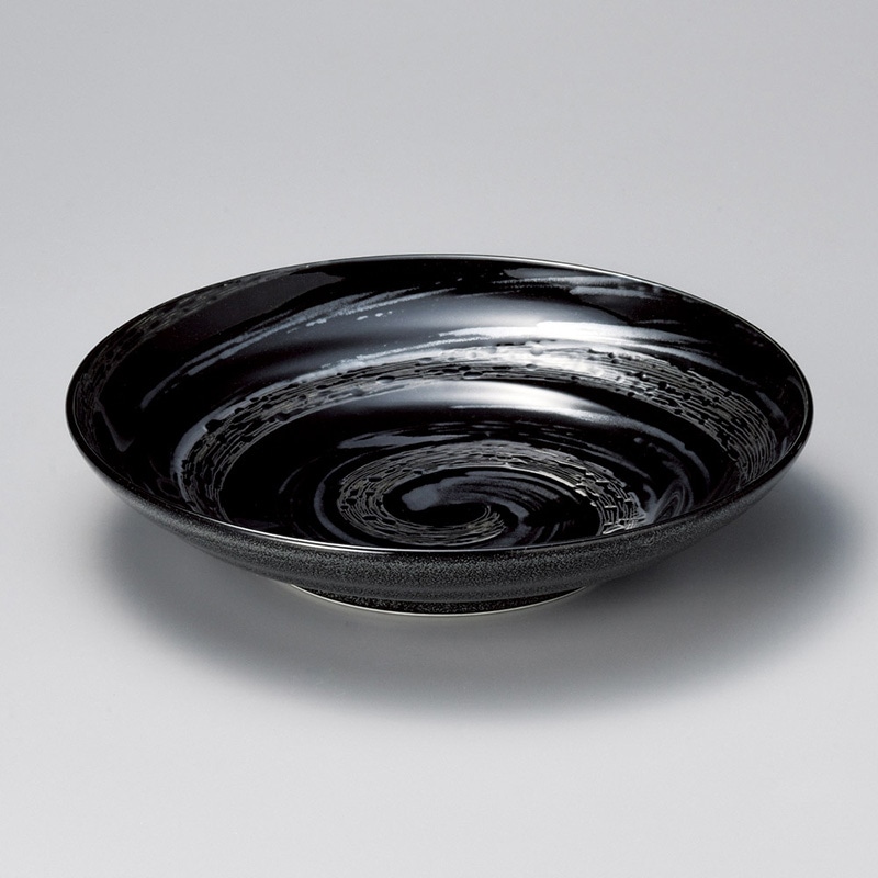 山万 01511-170 早瀬(黒)9.5ミツワ盛皿  1個（ご注文単位1個）【直送品】