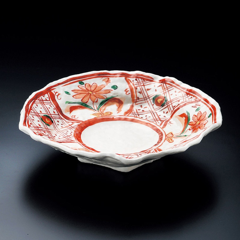 山万 01602-180 赤絵間取9.0盛鉢  1個（ご注文単位1個）【直送品】