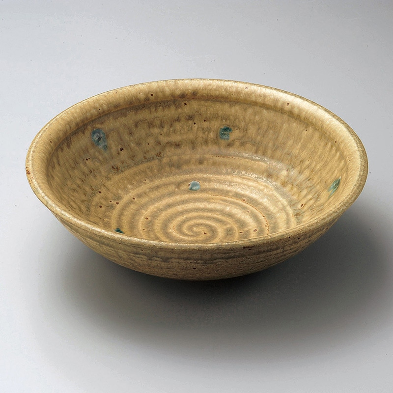 山万 01809-100 黄瀬戸織部チョボ9.0平鉢  1個（ご注文単位1個）【直送品】