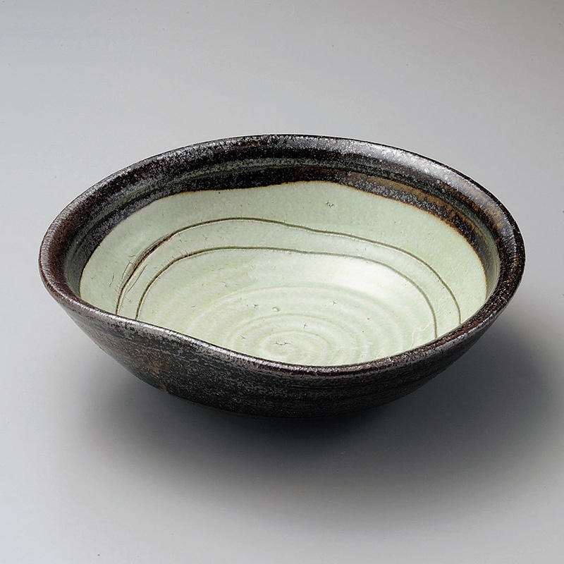 山万 01605-100 粉引クシ目ひねり9.0平鉢  1個（ご注文単位1個）【直送品】