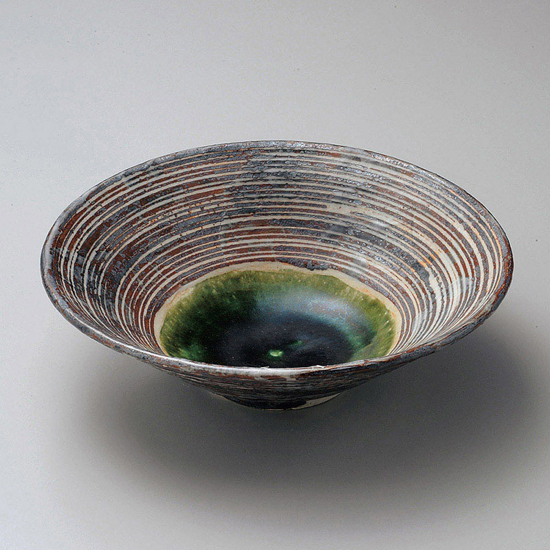 山万 01802-510 鼠志野織部こま筋85大鉢  1個（ご注文単位1個）【直送品】