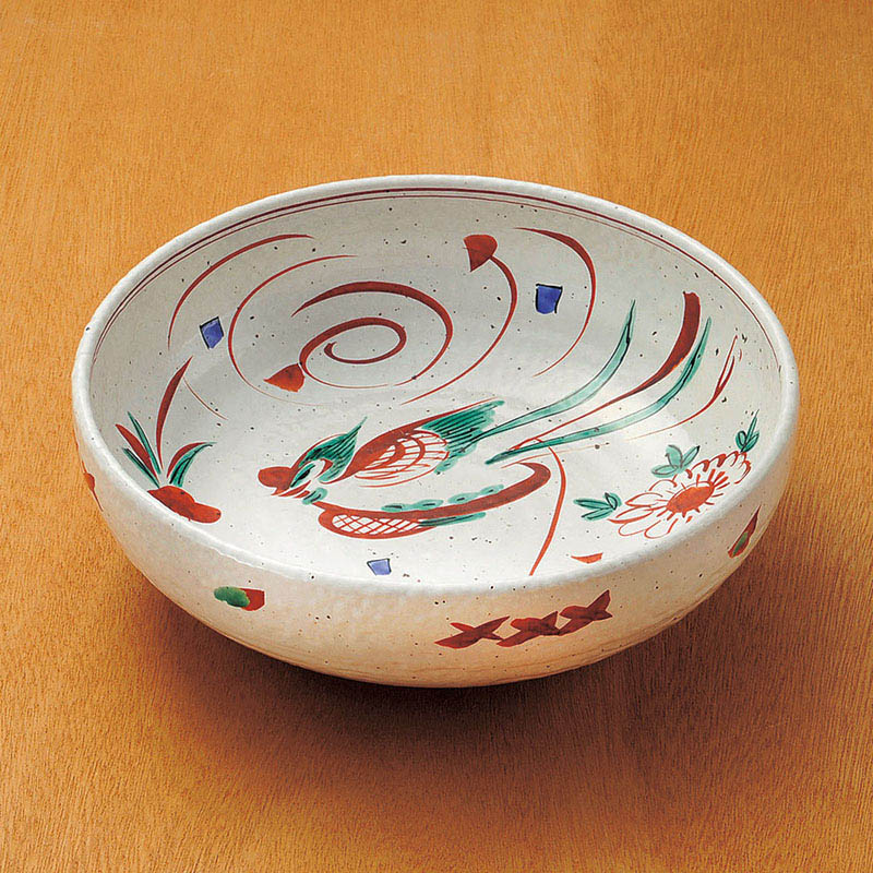 山万 02007-020 花鳥粉引8.0盛鉢  1個（ご注文単位1個）【直送品】