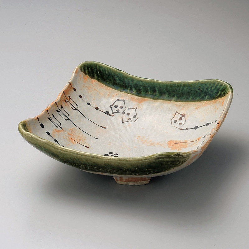 山万 02003-550 織部尺角鉢  1個（ご注文単位1個）【直送品】