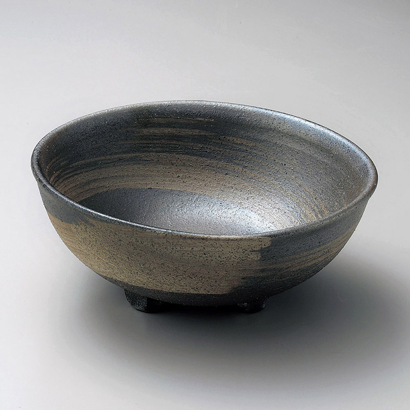 山万 02205-660 刷毛目足付大鉢(信楽焼)  1個（ご注文単位1個）【直送品】