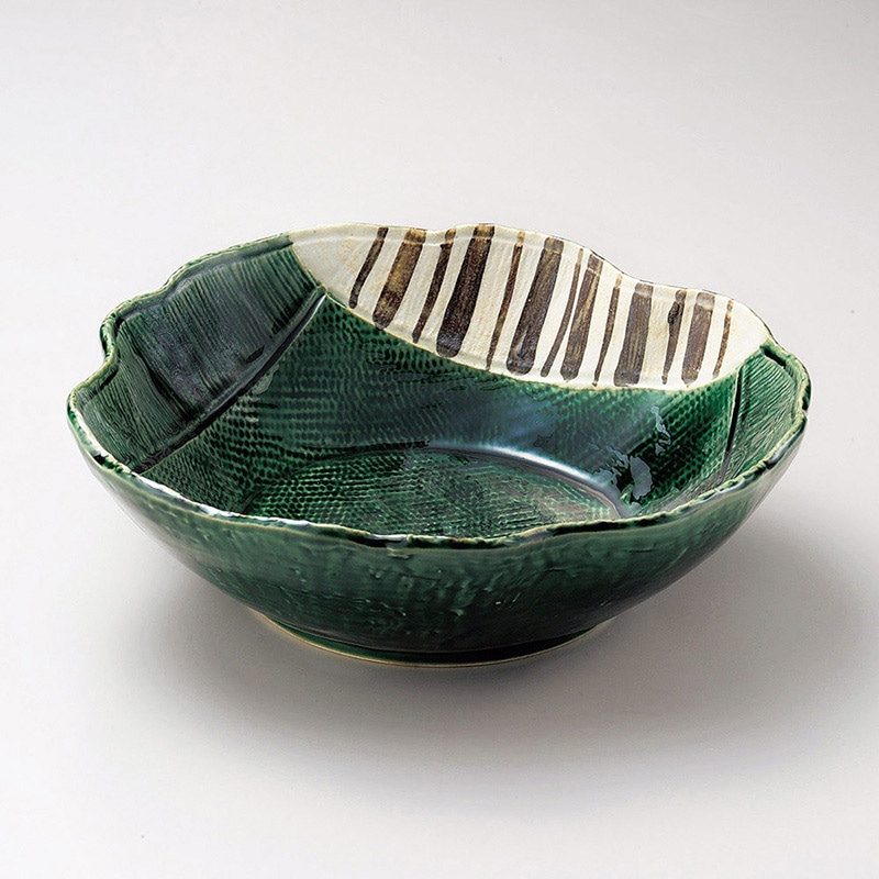 山万 02303-100 織部十草8寸鉢  1個（ご注文単位1個）【直送品】