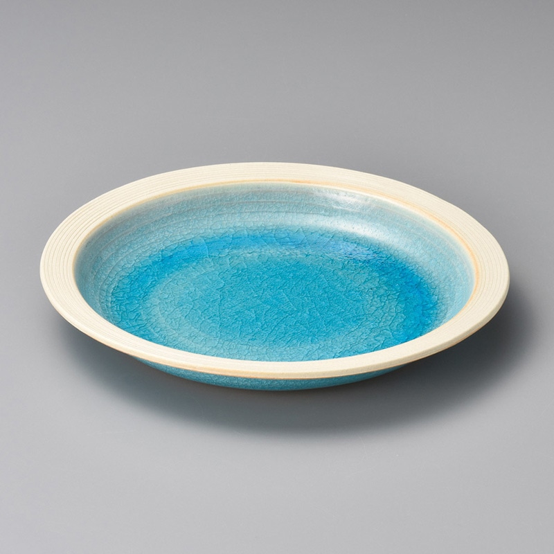 山万 02603-570 トルコブルー8.0リム皿  1個（ご注文単位1個）【直送品】