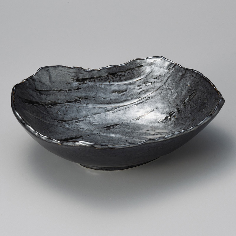 山万 02013-180 荒瀬黒8.5盛鉢  1個（ご注文単位1個）【直送品】