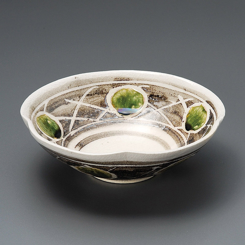 山万 02404-510 鼠志野織部丸紋盛鉢  1個（ご注文単位1個）【直送品】