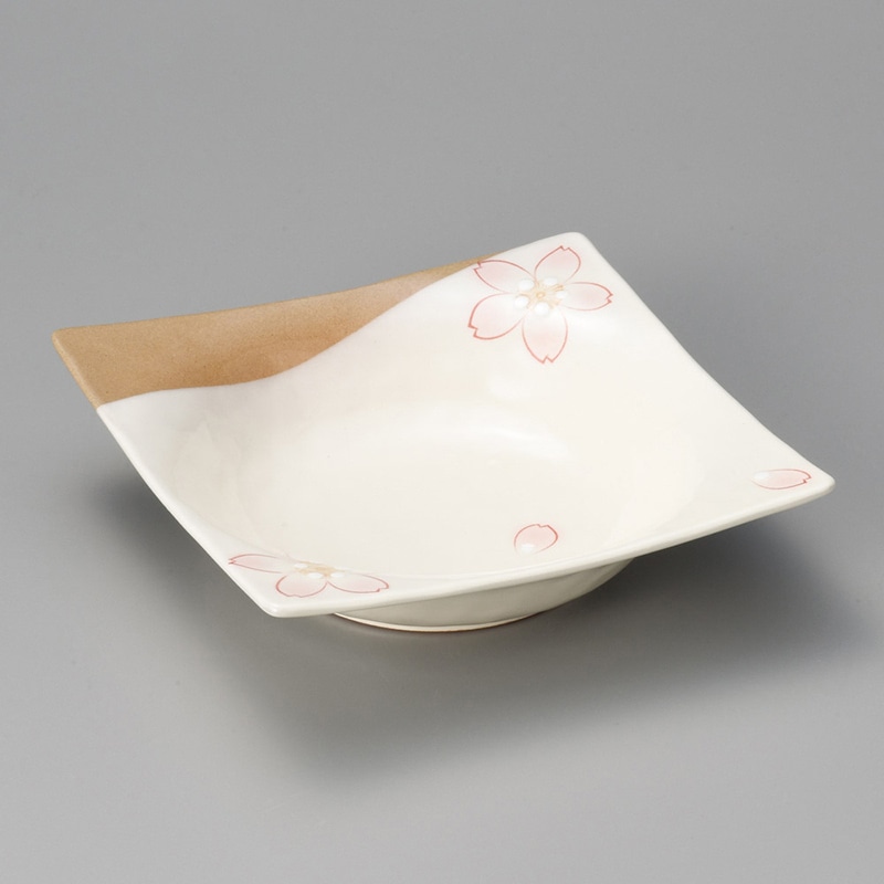 山万 02617-400 粉引桜角盛鉢  1個（ご注文単位1個）【直送品】