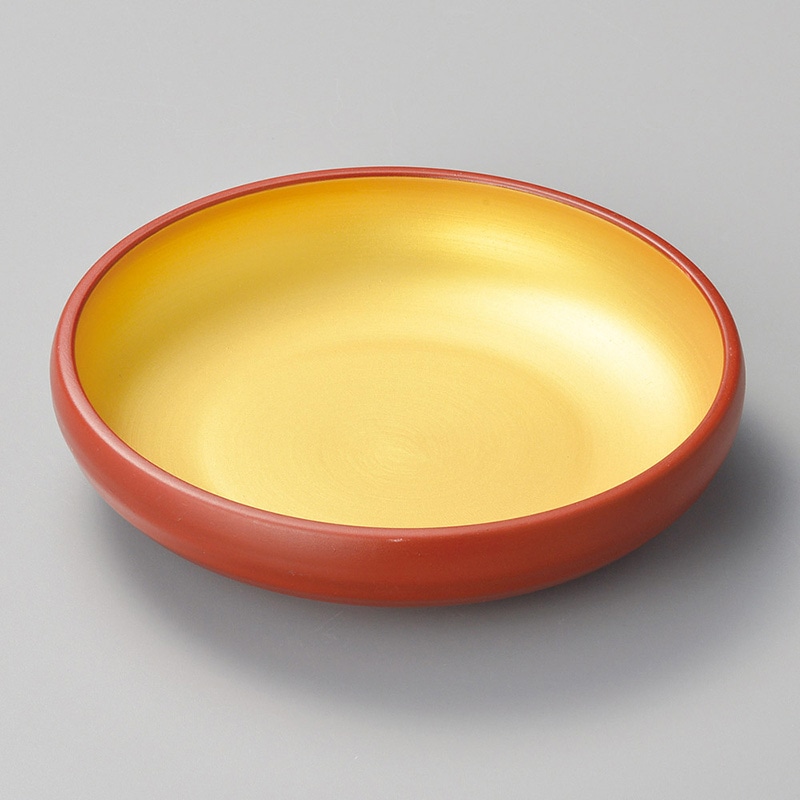 山万 02607-450 朱巻内金彩七寸浅鉢  1個（ご注文単位1個）【直送品】