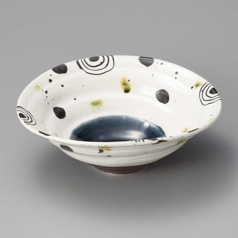 山万 02610-570 藍釉丸紋七寸鉢  1個（ご注文単位1個）【直送品】