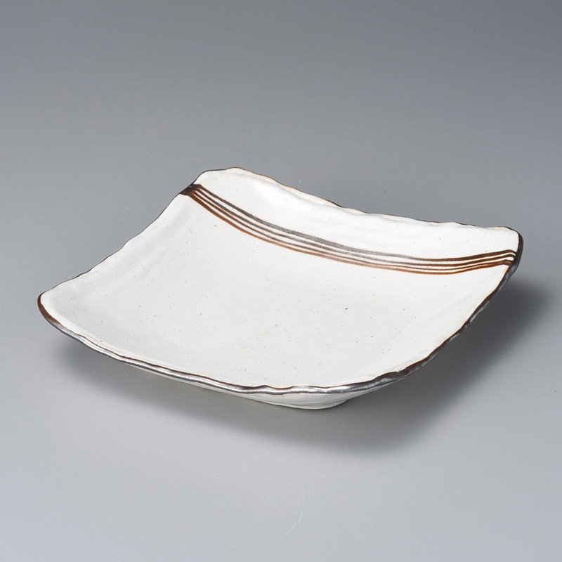 山万 02815-330 志野流線7寸正角鉢  1個（ご注文単位1個）【直送品】