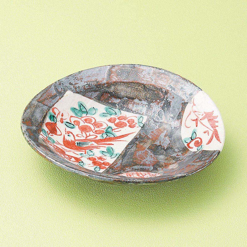 山万 03001-510 鼠志野赤彩おでん皿  1個（ご注文単位1個）【直送品】