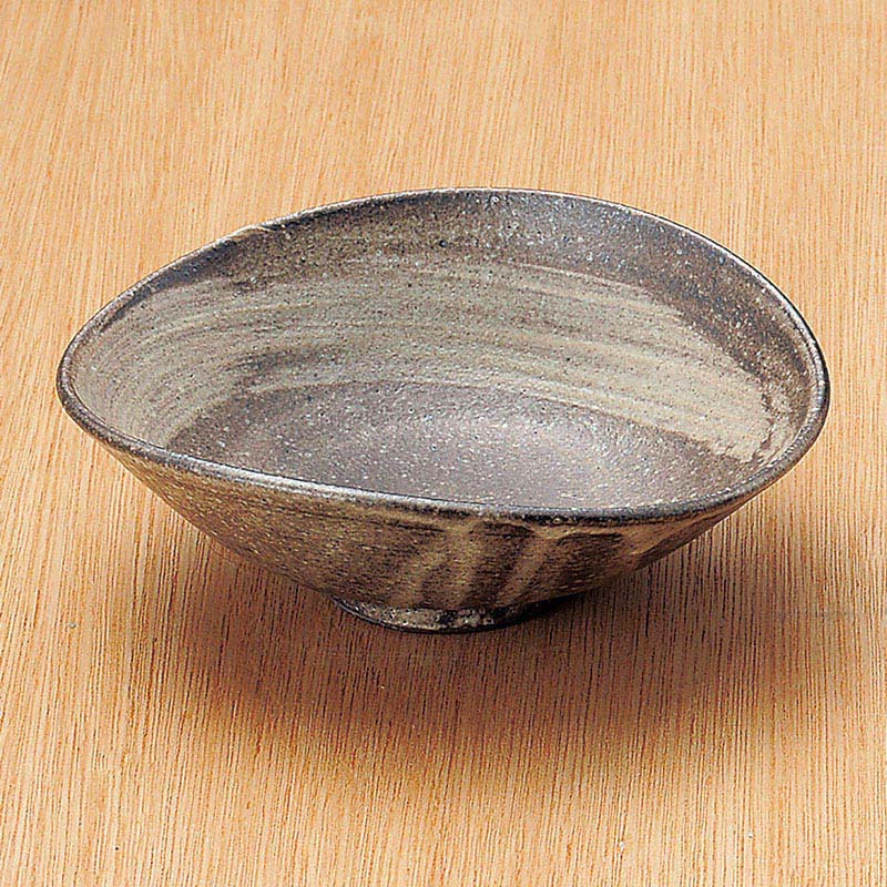 山万 03009-660 灰釉刷毛目楕円鉢(信楽焼)  1個（ご注文単位1個）【直送品】