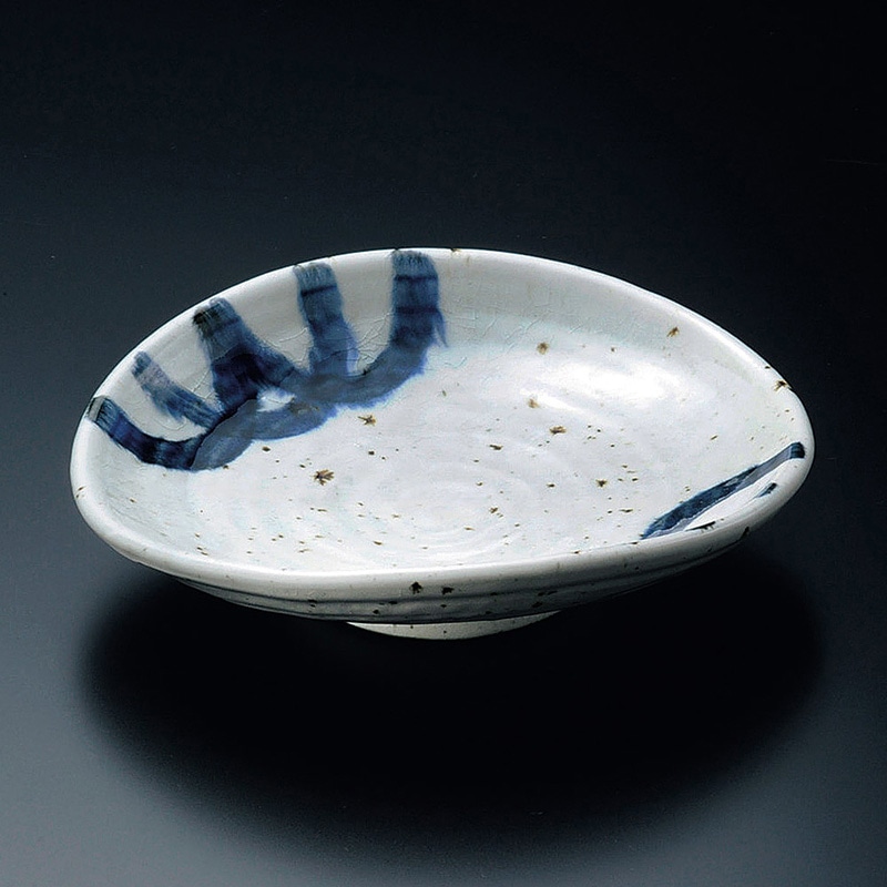 山万 03016-190 かいらぎ呉須流し楕円向附  1個（ご注文単位1個）【直送品】