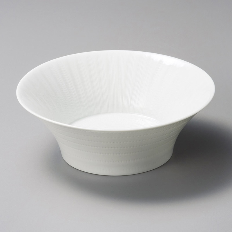 山万 03003-730 白磁しのぎ朝顔ボール大 波佐見 1個（ご注文単位1個）【直送品】