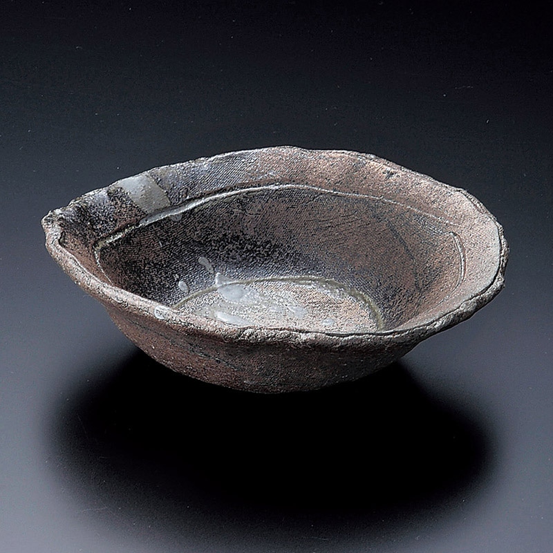 山万 03011-660 炭化ボタモチ6楕円鉢 信楽焼 1個（ご注文単位1個）【直送品】