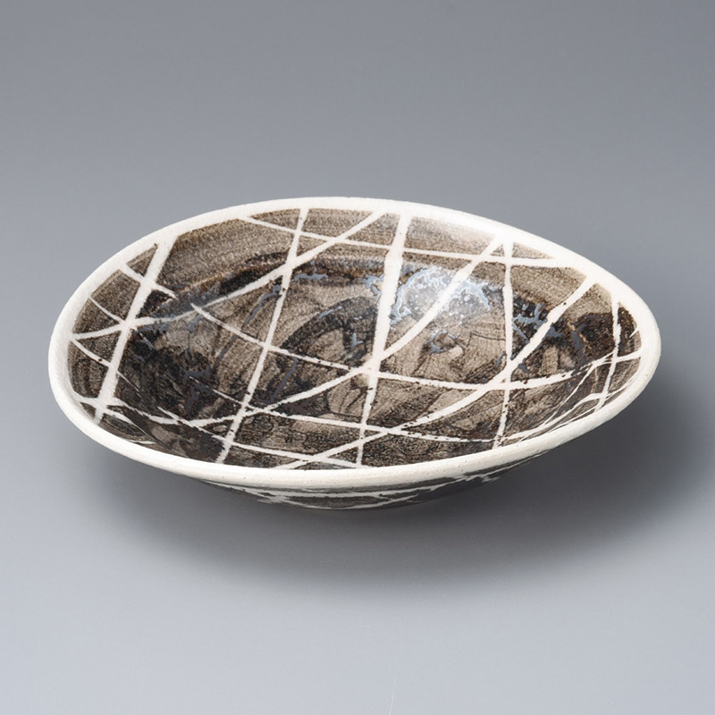 山万 03401-510 雪志野格子あみ笠鉢 1個(ご注文単位1個)【直送品】