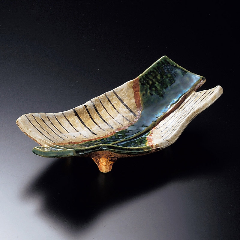 山万 03405-170 織部細十草10.0盛鉢 1個(ご注文単位1個)【直送品】