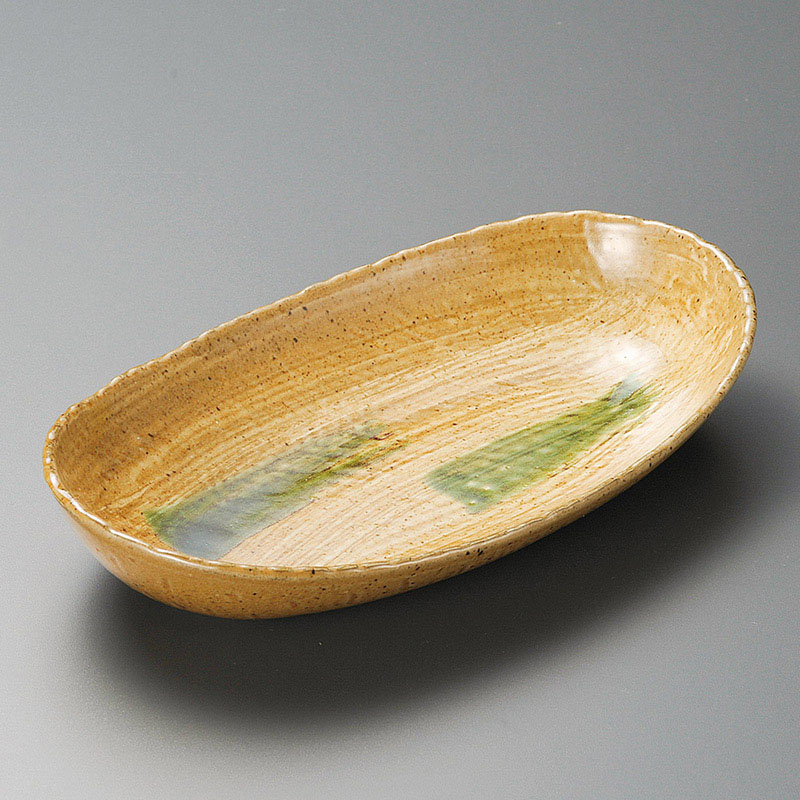 山万 03506-310 黄瀬戸オリベだ円多用鉢 1個(ご注文単位1個)【直送品】