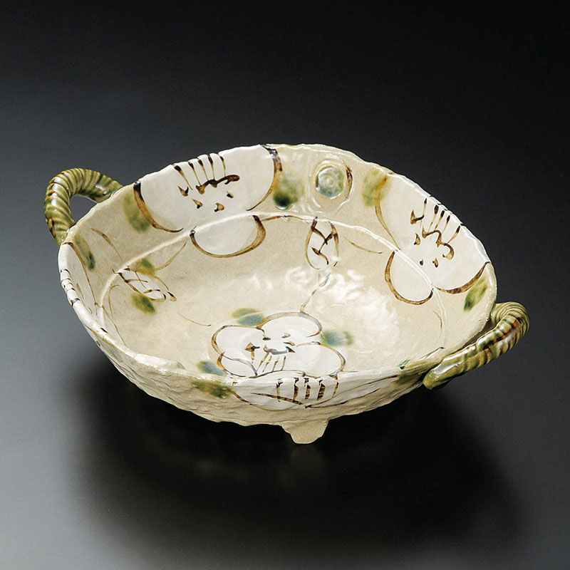 山万 03407-570 山茶花手付鉢(小)  1個（ご注文単位1個）【直送品】