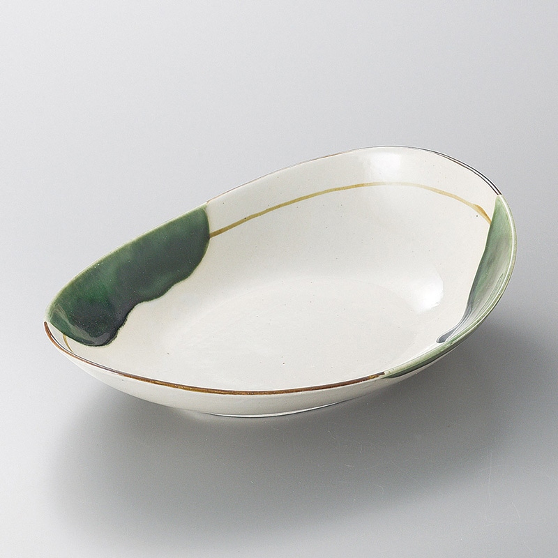 山万 03411-550 織部流し変型楕円鉢  1個（ご注文単位1個）【直送品】