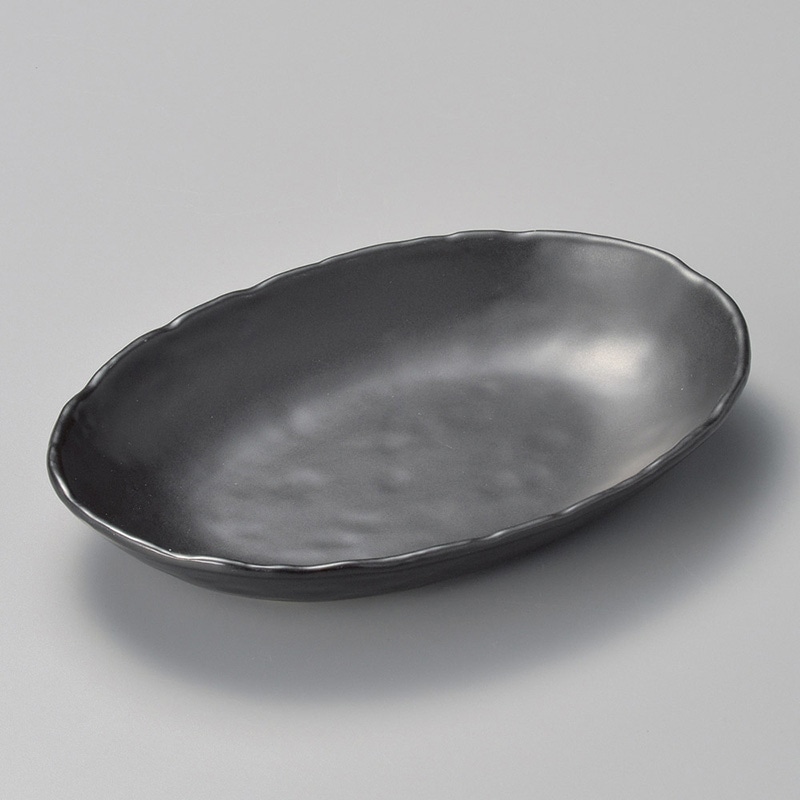 山万 03505-510 黒釉小判カレー皿  1個（ご注文単位1個）【直送品】