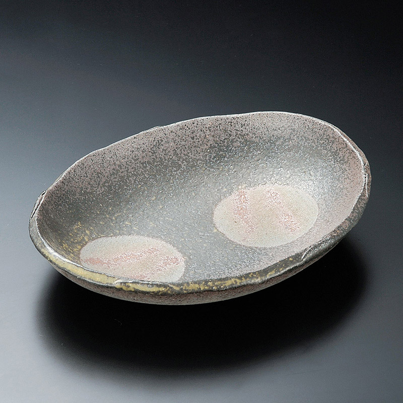 山万 03801-660 炭化8.0楕円皿(信楽焼)  1個（ご注文単位1個）【直送品】