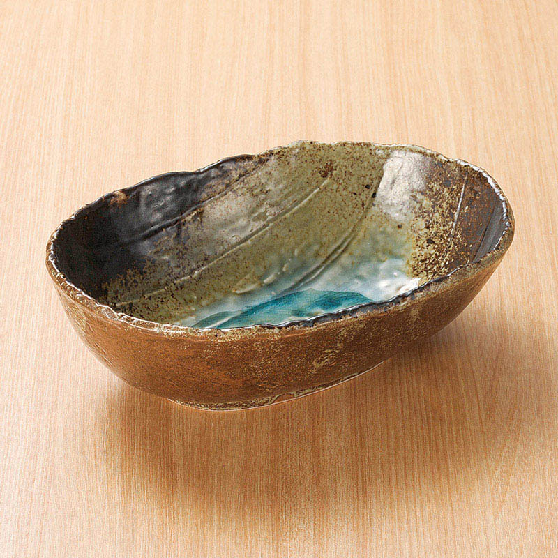 山万 03703-170 和三彩手作り楕円鉢(大)  1個（ご注文単位1個）【直送品】