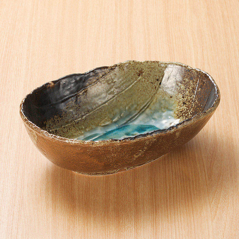 山万 03704-170 和三彩手作り楕円鉢(小)  1個（ご注文単位1個）【直送品】