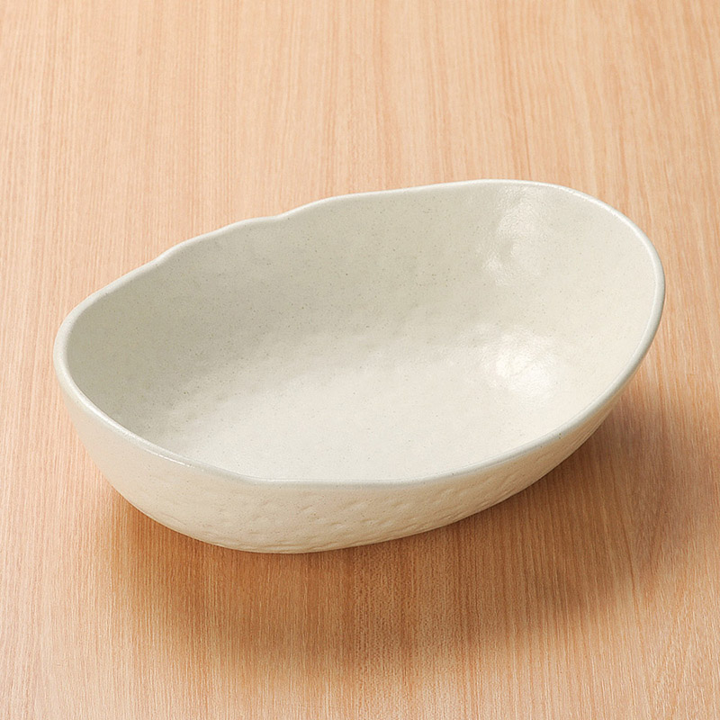 山万 03713-100 粉引風楕円中鉢  1個（ご注文単位1個）【直送品】