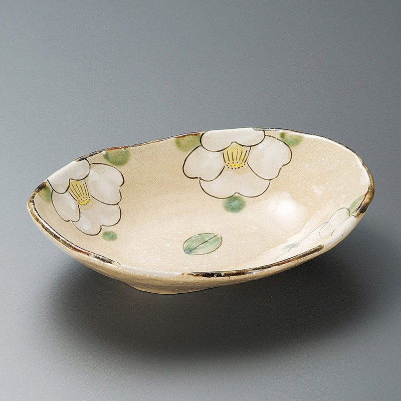 山万 03805-190 織部つばき盛鉢  1個（ご注文単位1個）【直送品】