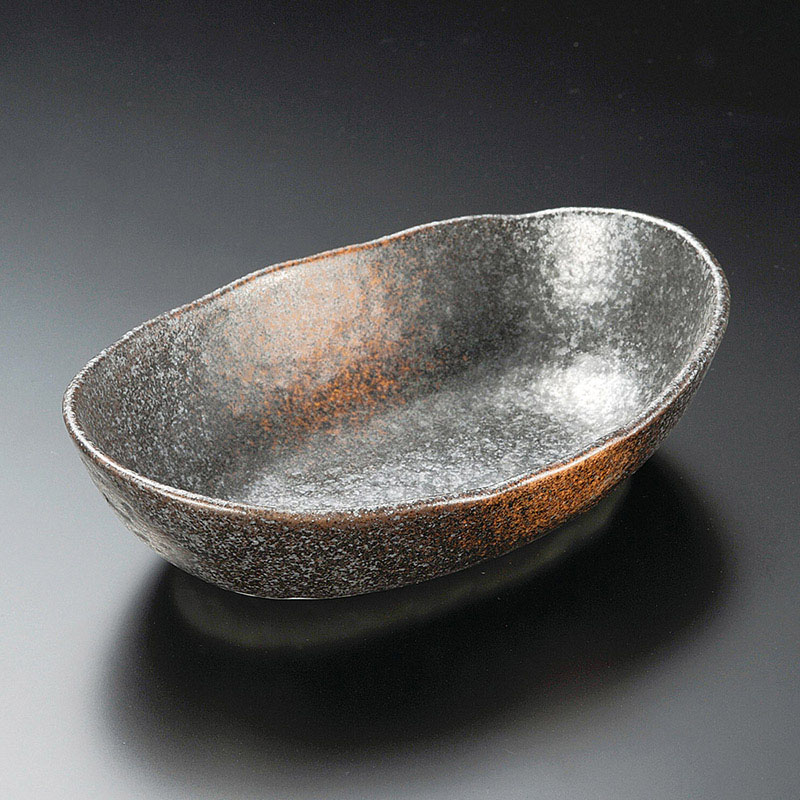 山万 03912-030 黒油滴ダ円中鉢  1個（ご注文単位1個）【直送品】