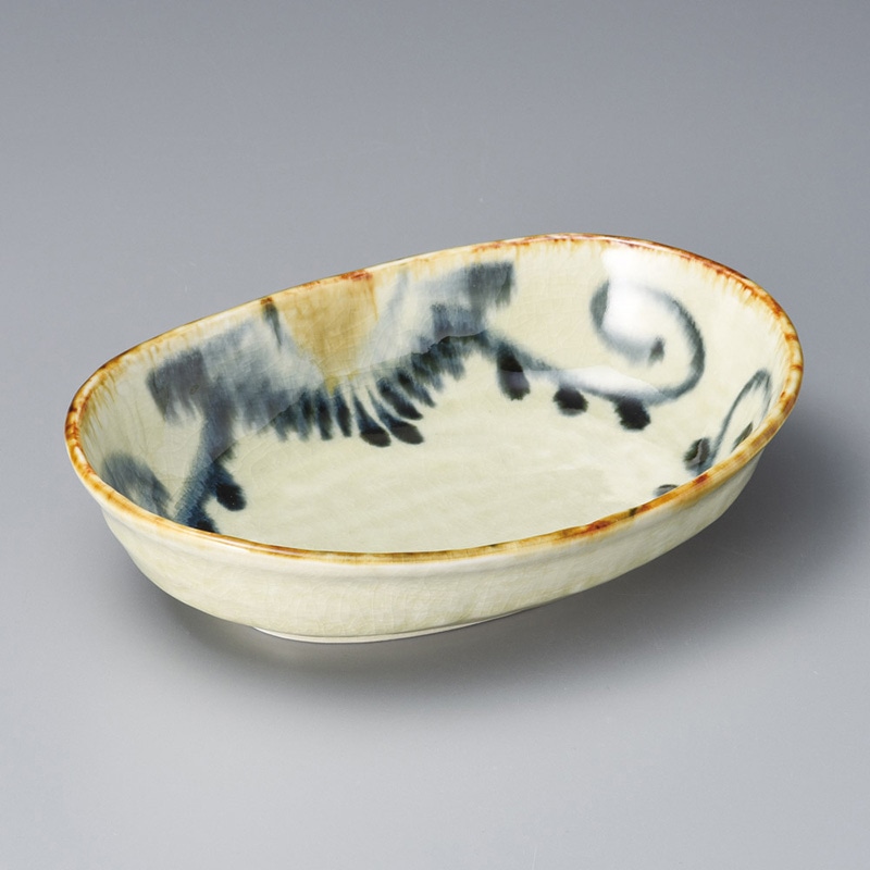 山万 04111-190 安南唐草21c楕円盛鉢  1個（ご注文単位1個）【直送品】