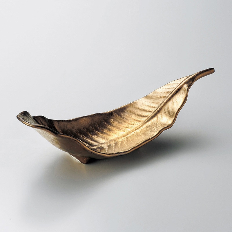 山万 03806-140 黄金釉大葉型前菜  1個（ご注文単位1個）【直送品】