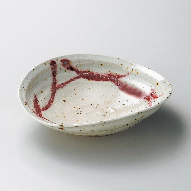 山万 04013-660 赤絵楕円鉢(信楽焼)  1個（ご注文単位1個）【直送品】