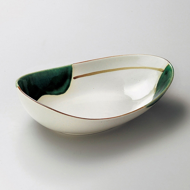 山万 04410-550 織部流し変型サラダボール  1個（ご注文単位1個）【直送品】