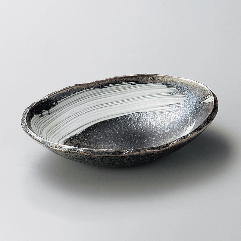 山万 04403-660 刷毛目7楕円皿 中 1個（ご注文単位1個）【直送品】