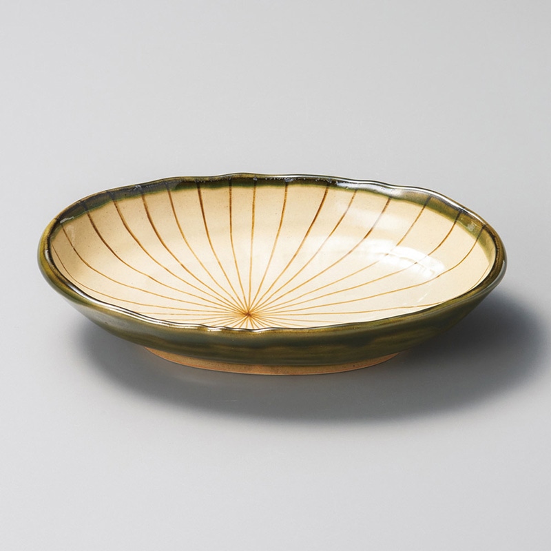 山万 04511-570 織部内筋楕円6寸鉢  1個（ご注文単位1個）【直送品】