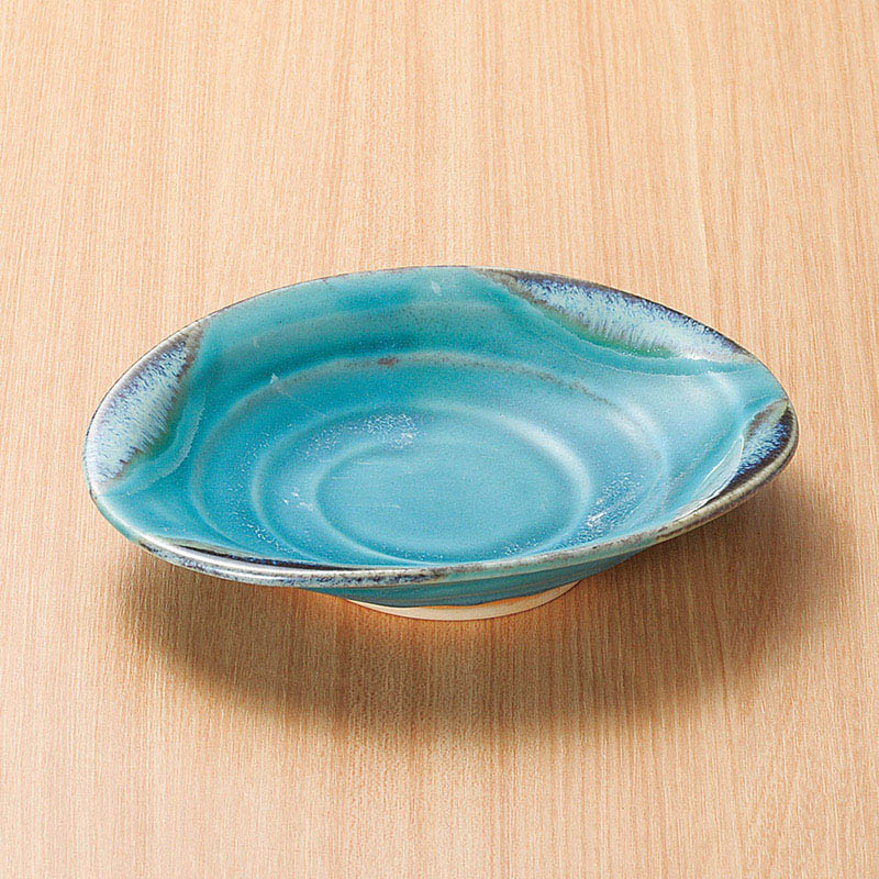 山万 04502-230 トルコブルー楕円平鉢  1個（ご注文単位1個）【直送品】