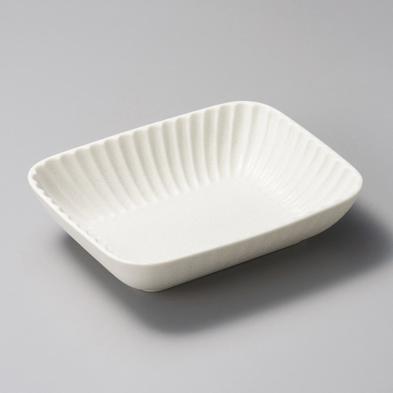 山万 04305-230 白しのぎ長角深鉢  1個（ご注文単位1個）【直送品】