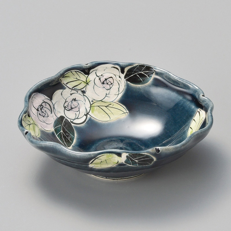 山万 04406-570 藍バラたわみ鉢(M)  1個（ご注文単位1個）【直送品】